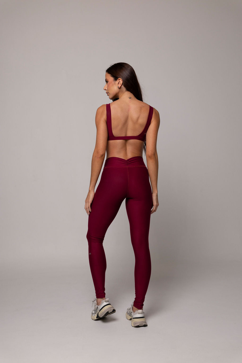 RUCHED LEGGINS BURGUNDY