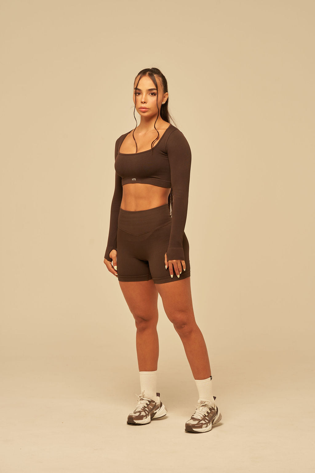 RIB WIDE LONG SEAMLESS TOP CAFE